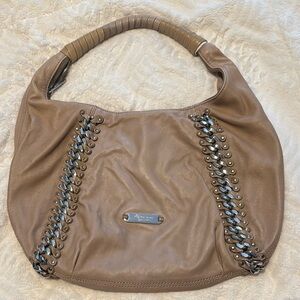Michael Kors Brown Hobo with Silver Chain Details